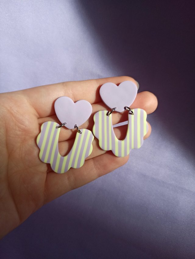 Kolczyki z gliny polimerowej pastelowe paski