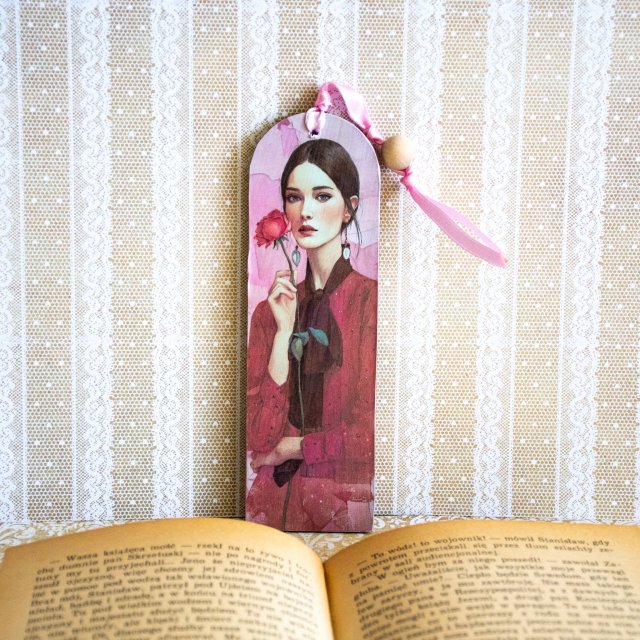 Zakładka do książki - Róża w bibliotece