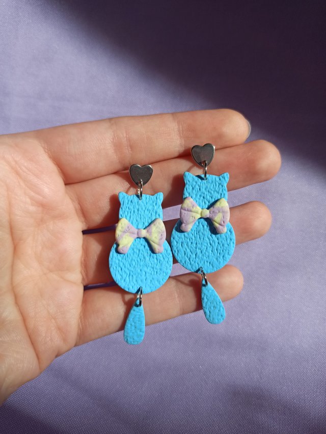 Kolczyki z gliny polimerowej kotki