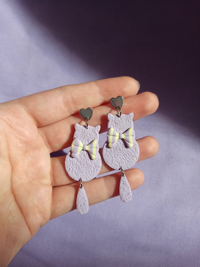Kolczyki z gliny polimerowej kotki