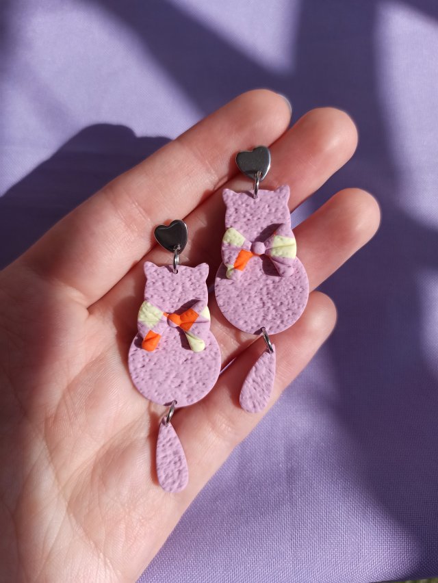 Kolczyki z gliny polimerowej kotki