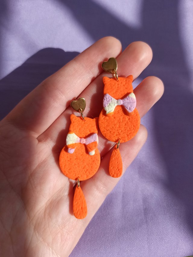 Kolczyki z gliny polimerowej kotki