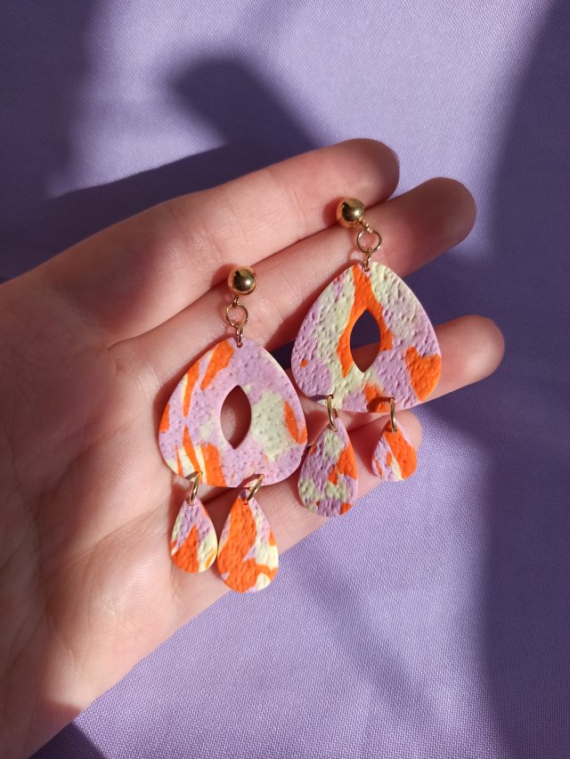 Kolczyki z gliny polimerowej pomarańczowe