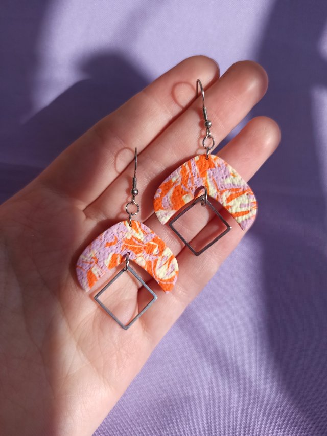 Kolczyki z gliny polimerowej pomarańczowe