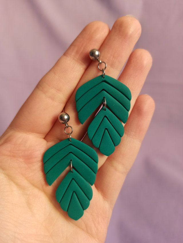 Kolczyki z gliny polimerowej szmaragdowe