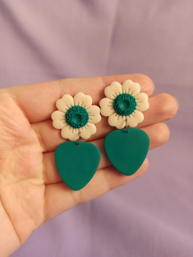 Kolczyki z gliny polimerowej szmaragdowe