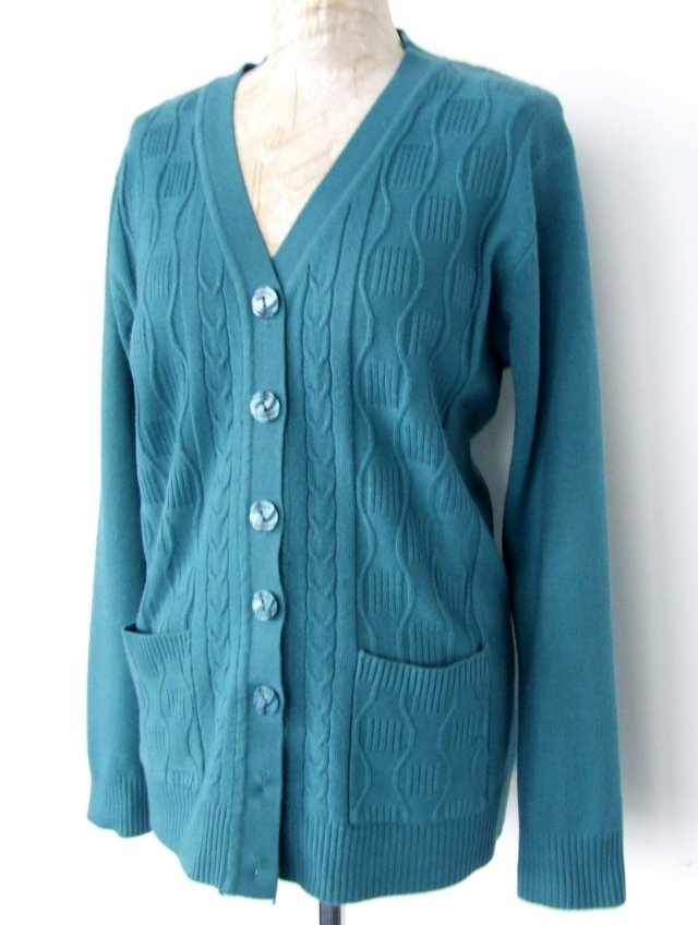 klasyczny turkusowy kardigan z kieszeniami L/XL