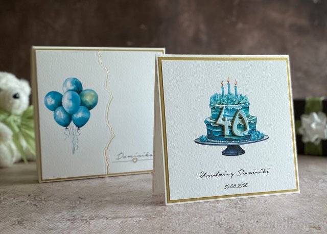 Kartka na 40 urodziny z pudełkiem i kopertą, BH 31