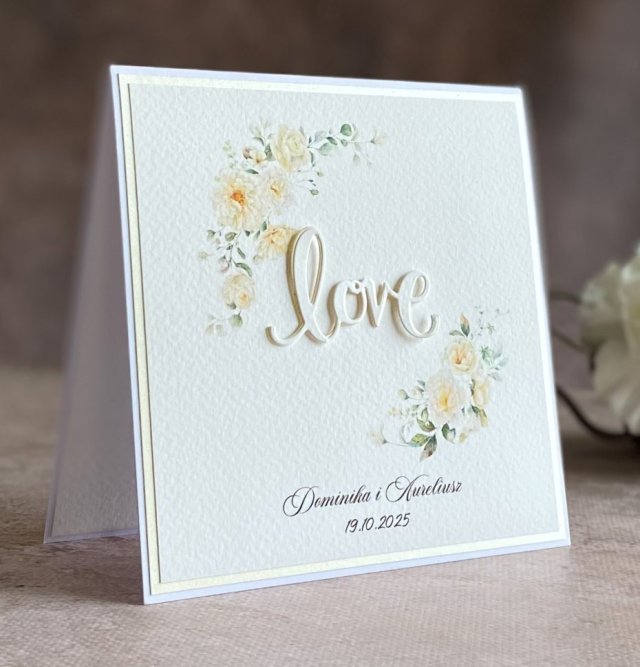 Kartka ślubna w ozdobnej kopercie, WP 132d