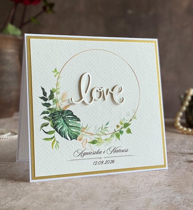 Kartka na ślub w ozdobnej kopercie, W 45b