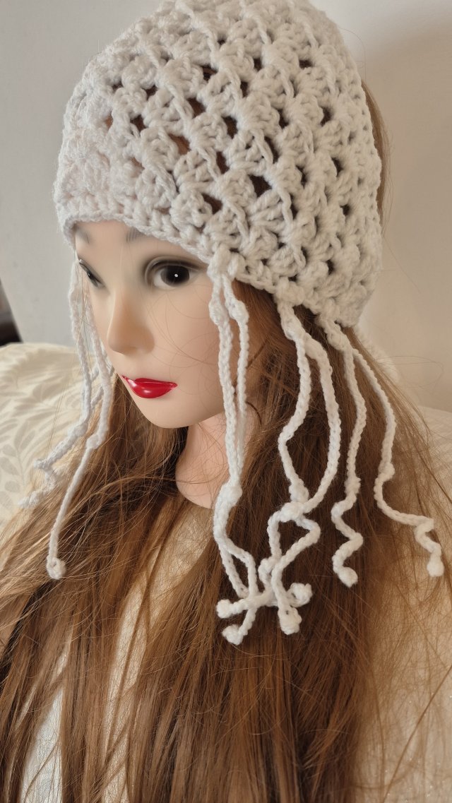 Szydełkowa Chusta/Bandana "Jellyfish" – Boho White