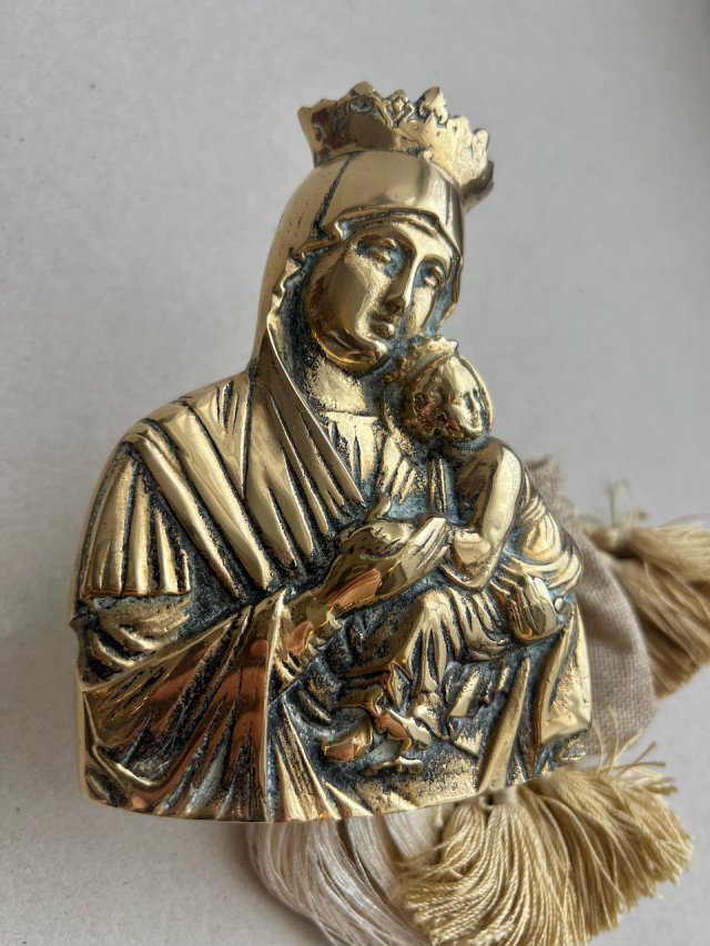 ❤ Antique Brass Icon of the Virgin Mary of Jesus Christ.  ❤