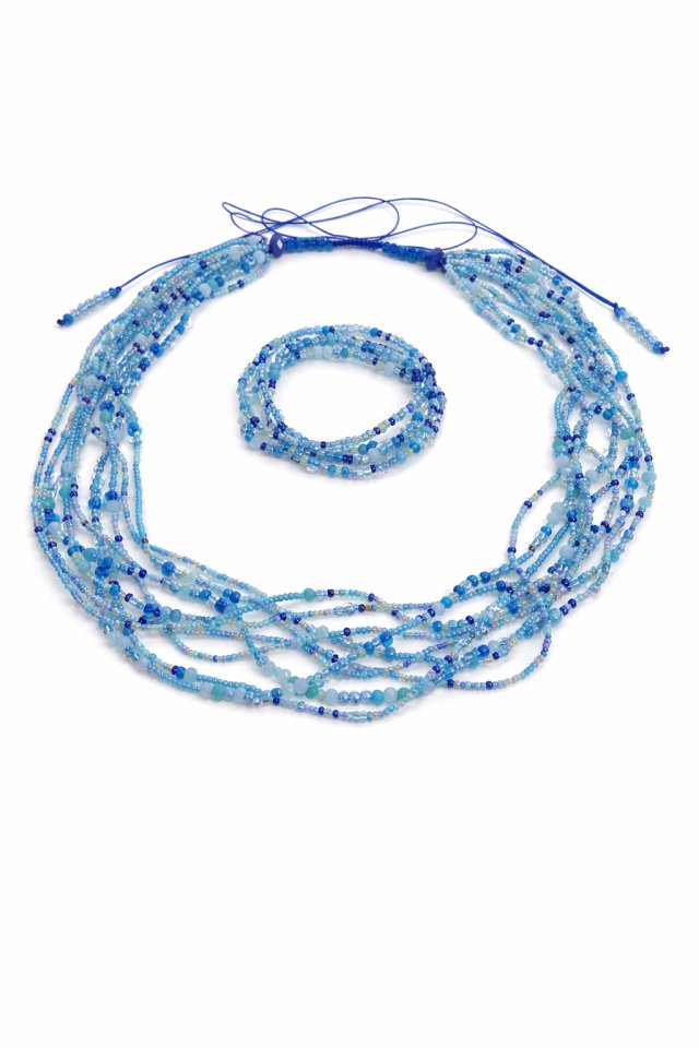 Naszyjnik i bransoletka z koralikami Preciosa. Ręcznie robiony komplet biżuterii