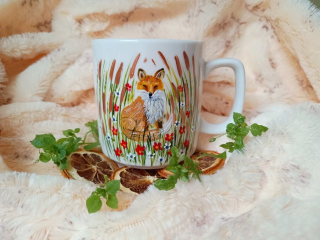 Kubek z liskiem ręcznie malowany 270 ml