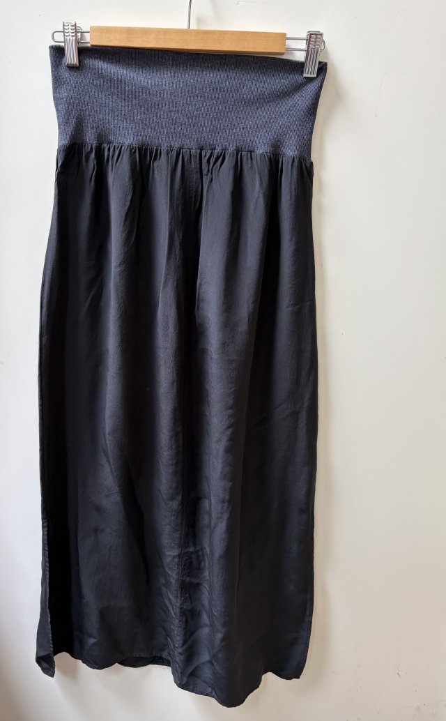 100 % SILK granatowa  jakościowa spódnica jedwabna