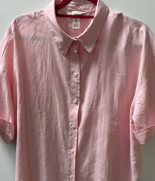 Linen Blend HM koszula len z bawełną twarzowy róż