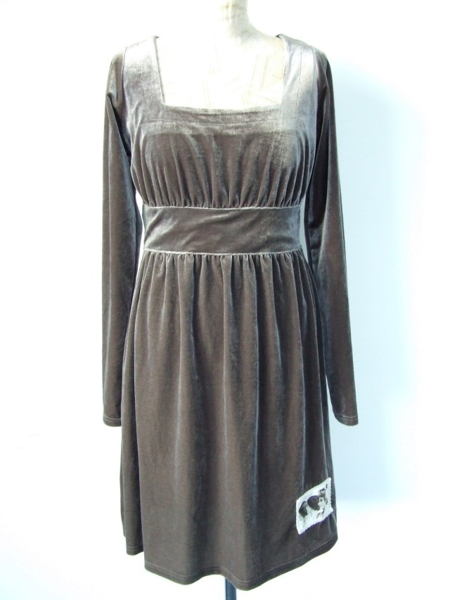 sukienka taupe styl retro romantyczny shabby chic M