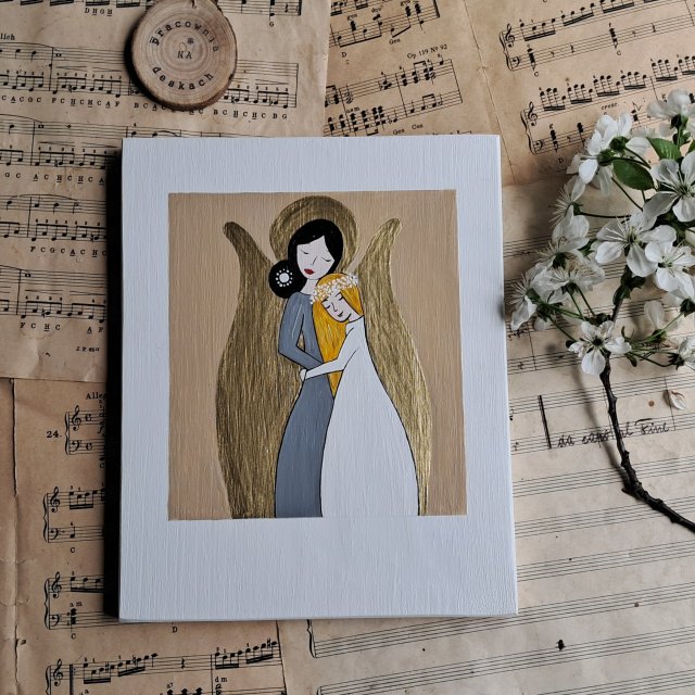 Pamiątka Komunijna Anioł stróż dla dziewczynki blond no 1