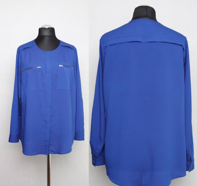 BLUZKA koszulowa tunika chabrowy casual Hp_33