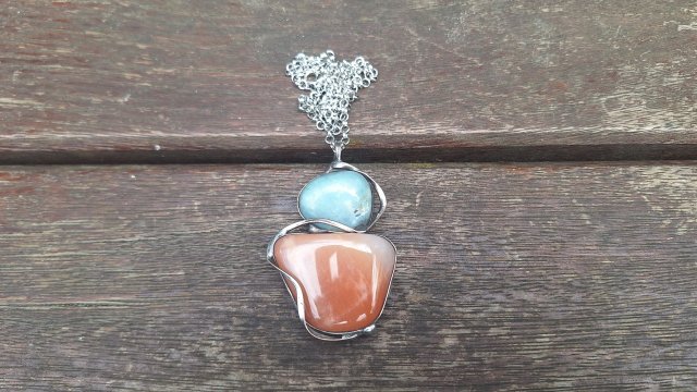 Kwarc i amazonit - wisiorek