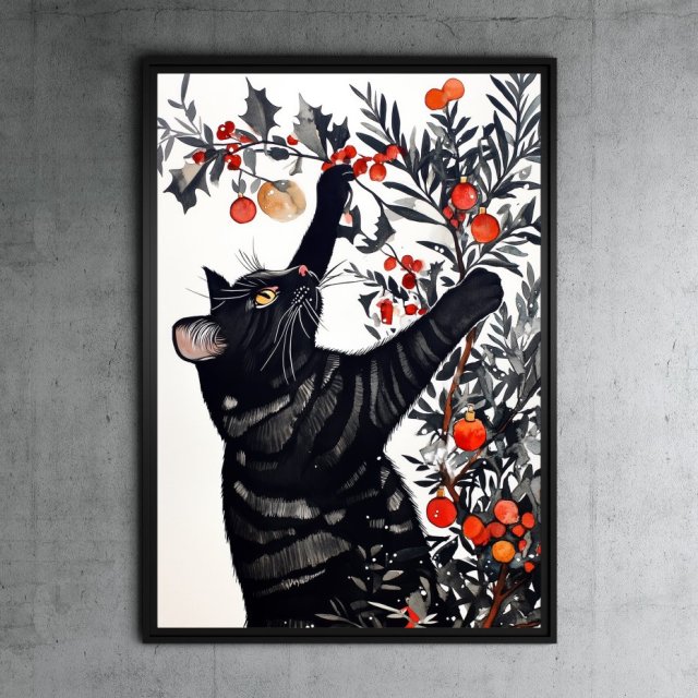 Koty lubią choinki - grafika na plakacie na A3