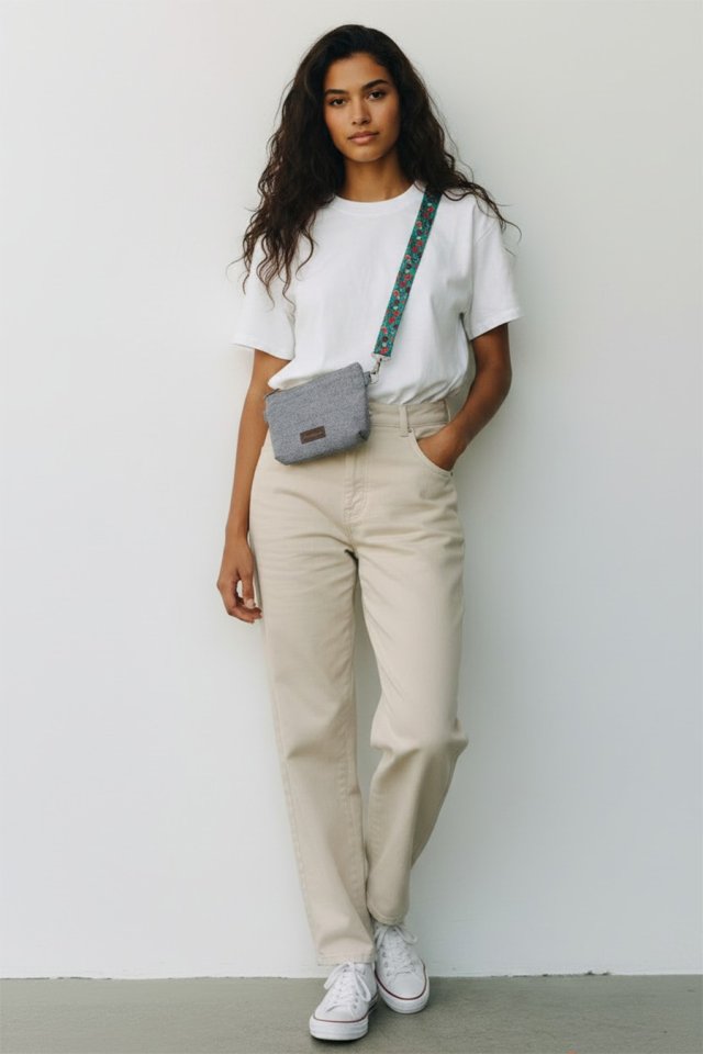 Szara kopertówka mini nerka saszetka