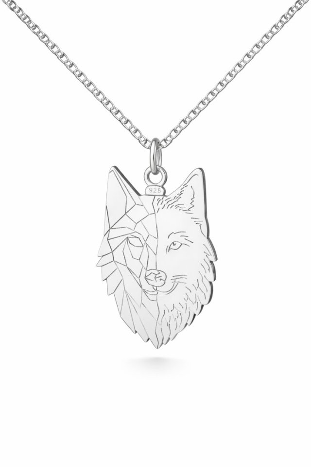 naszyjnik męski DWA WILKI- srebro