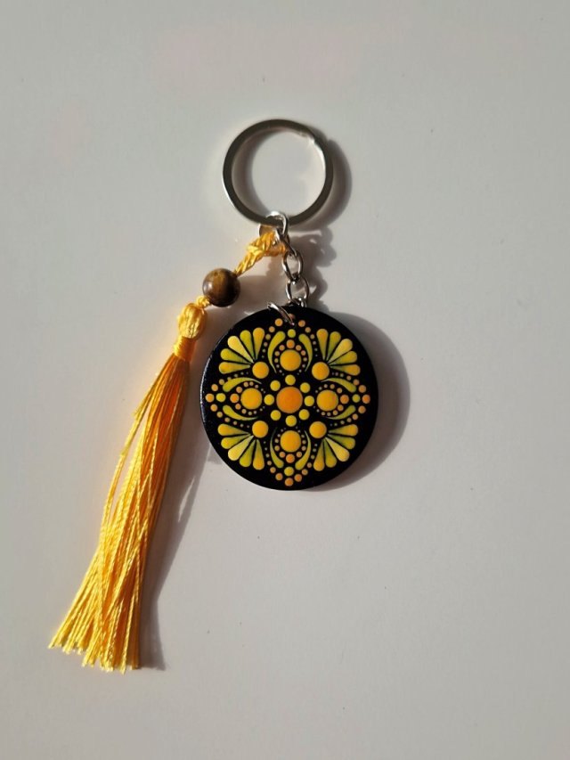 Żółty brelok, amulet czakra splotu słonecznego - Tygrysie oko - Siła, pewność siebie, działanie