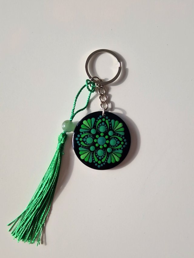 Zielony brelok, ręcznie malowany - amulet czakra serca - Awenturyn - Miłość, harmonia, współczucie
