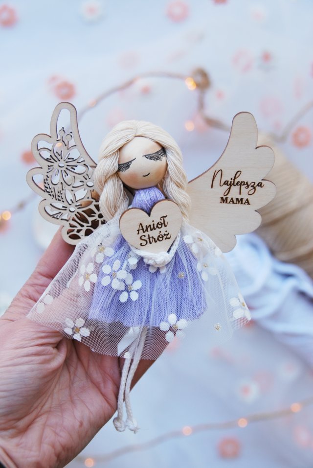Anioł dla mamy - prezent na Dzień Matki - fiolet | Z okazji Dnia Matki