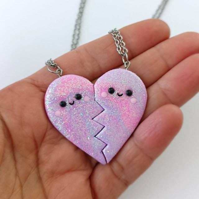 2 naszyjniki dla najlepszych przyjaciółek, naszyjnik serce naszyjnik 2 połówki serca