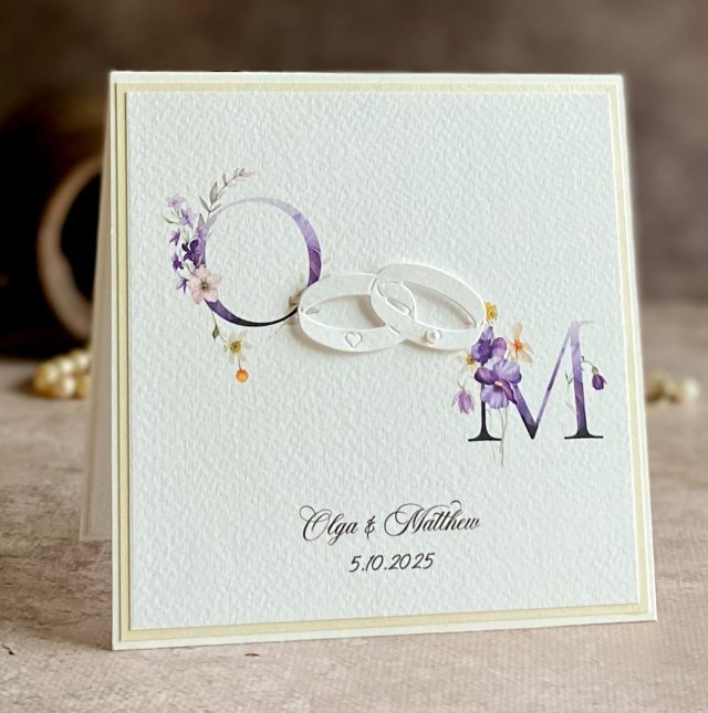 Kartka na ślub z inicjałami Młodej Pary, WP 53f