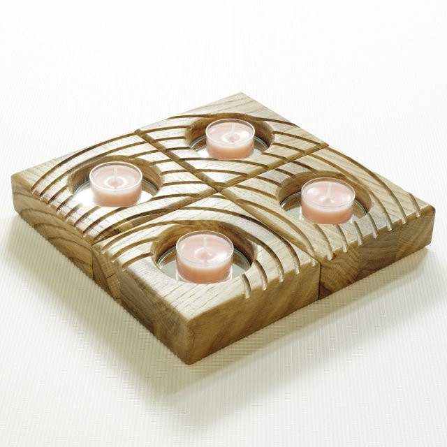 Zestaw podstaw pod tealighty (4 cz.) | lite drewno | lustro | układ radialny