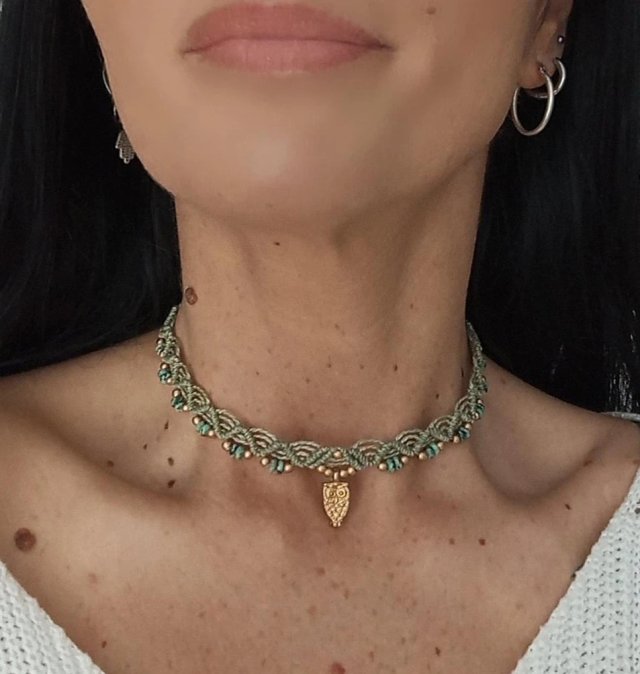 delikatny choker z turkusem afrykańskim