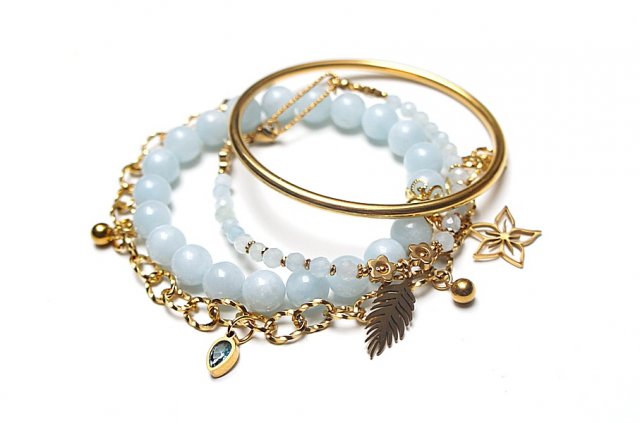 Zestaw bransoletek Akwamaryn - Szlachetna kolekcja