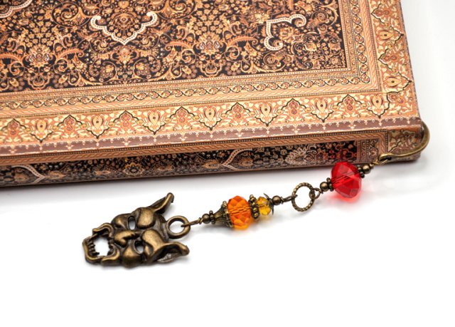 Zakładka do książki swarovski mosiądz maska demona hannya