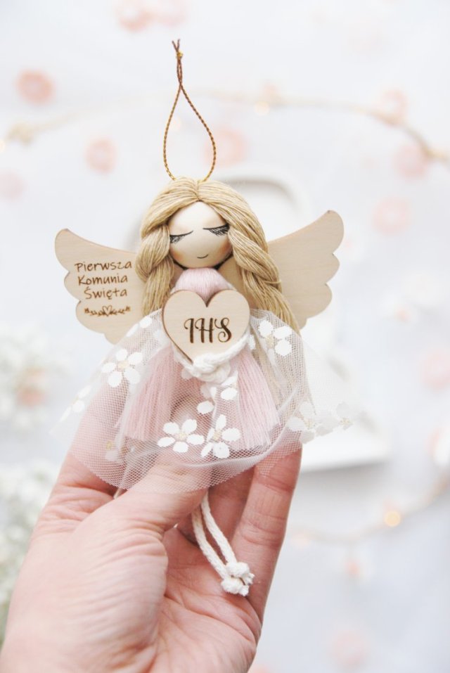 Mini anioł komunijny - Pamiątka I Komunii | Gotowy prezent na komunię