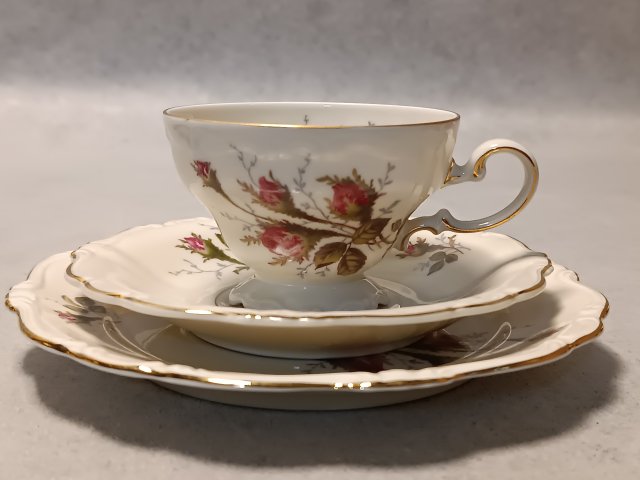 Rosenthal Pompadour Filiżanka Moss Rose Zestaw śniadaniowy Trio Barokowe