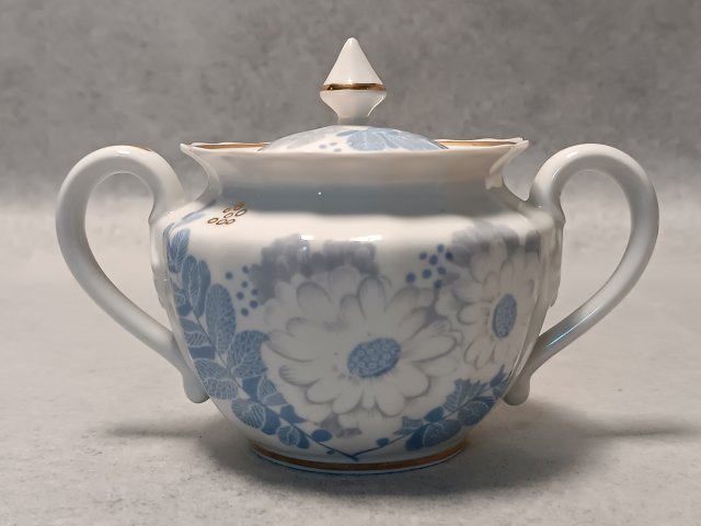 Verbilki Kobaltowe Kwiaty Cukiernica Złota Lamówka Rosja