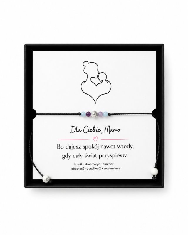 Bransoletka dla Mamy na Dzień Matki – howlit, akwamaryn, ametyst