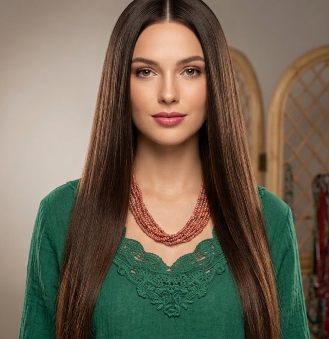 Elegancki Naszyjnik Choker z Karmelowego Szkła i Złotych Koralików - Ręcznie Pleciona Makrama