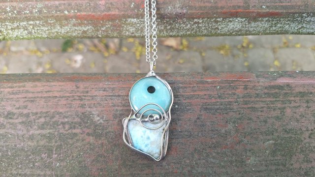 Larimar na surowo - wisiorek
