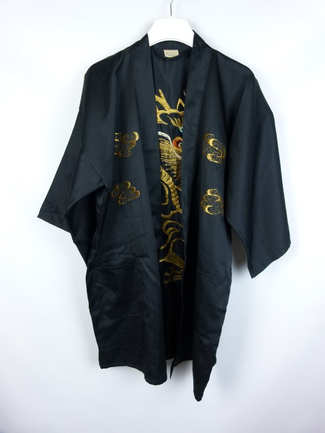 Satynowy szlafrok kimono wyszywany smok / M