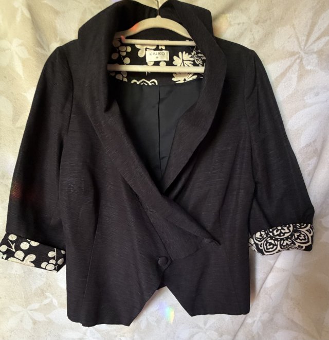 KALIKO 66% silk 32 % Linen pięknie uszyty żakiet rozm 10