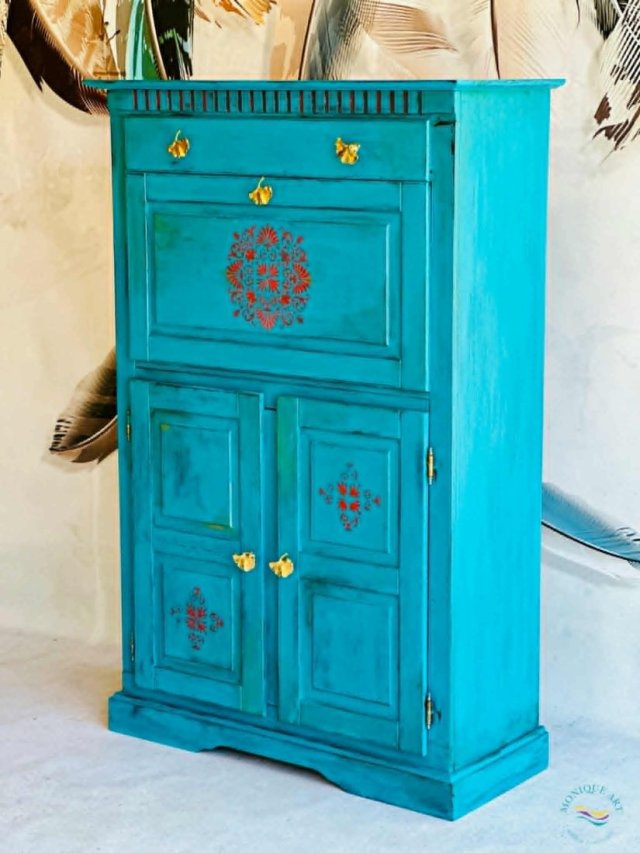 Barek, szafka kolorowa, styl boho, meble artystyczne, unikat, art