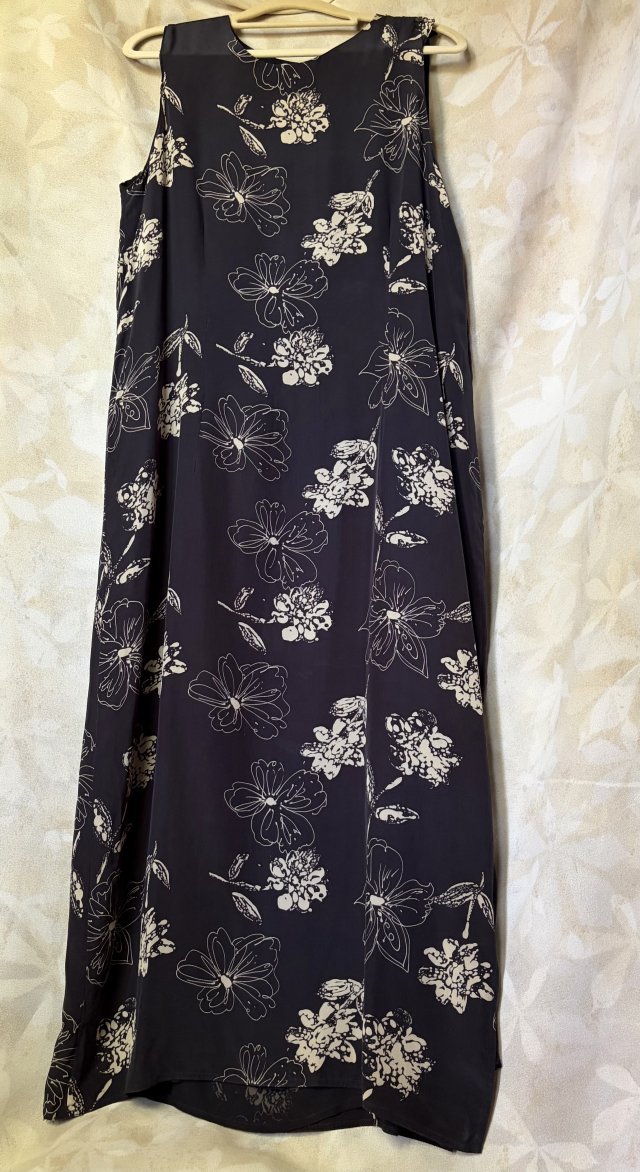 100% Silk WINDSMOOR elegancka granatowa  sukienka na podszewce