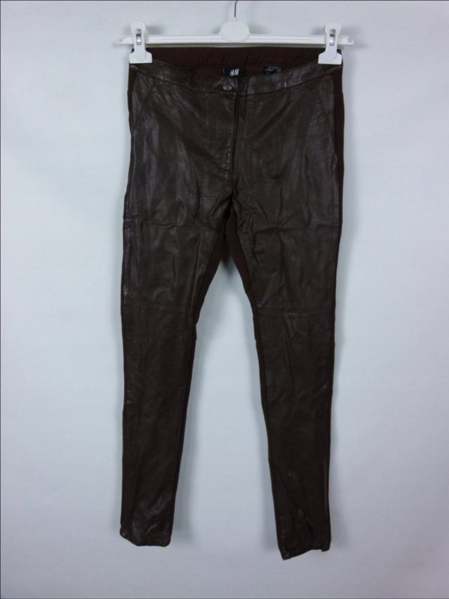 H&M spodnie rurki dzianina ekoskóra / 38