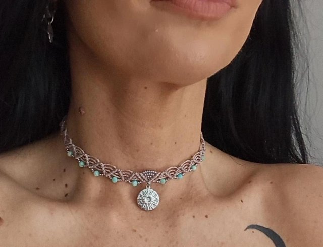 choker słońce i amazonit
