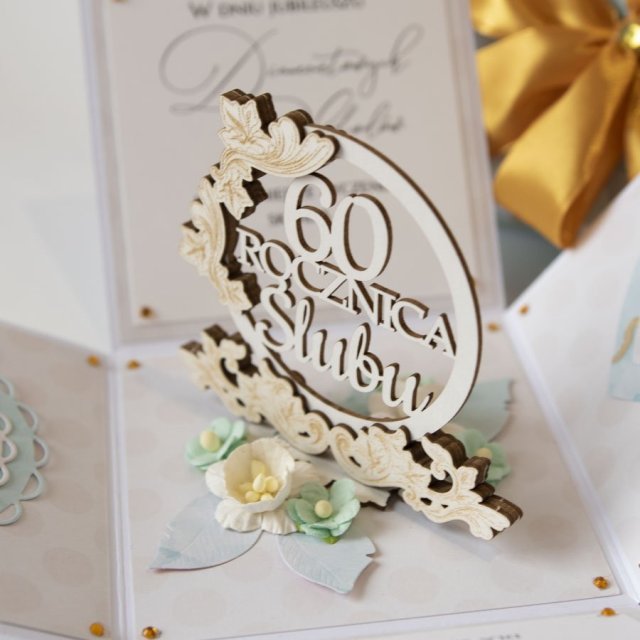 60 rocznica ślubu, diamentowe gody, exploding box, kartka 3d