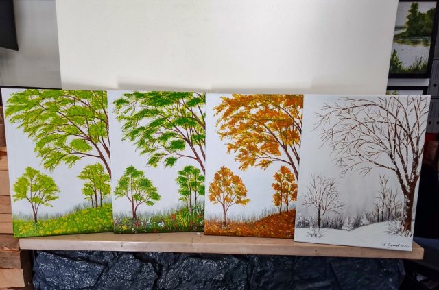 4-częściowy ZESTAW OBRAZÓW MALOWANYCH NA PŁÓTNIE -"SPEKTAKL PRZEMIJANIA" 120/150x40cm (darmowa dostawa)